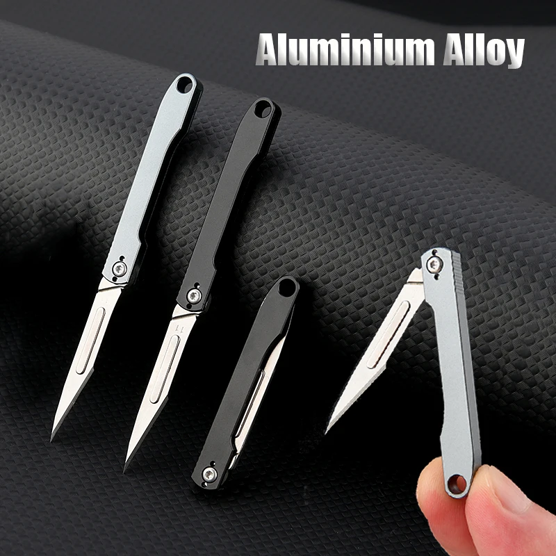 Aluminum Alloy Mini Folding Knife Portable Removable EDC Surgical Knife Tool Outdoor Utility Knifes Surgical 10 Blade Free