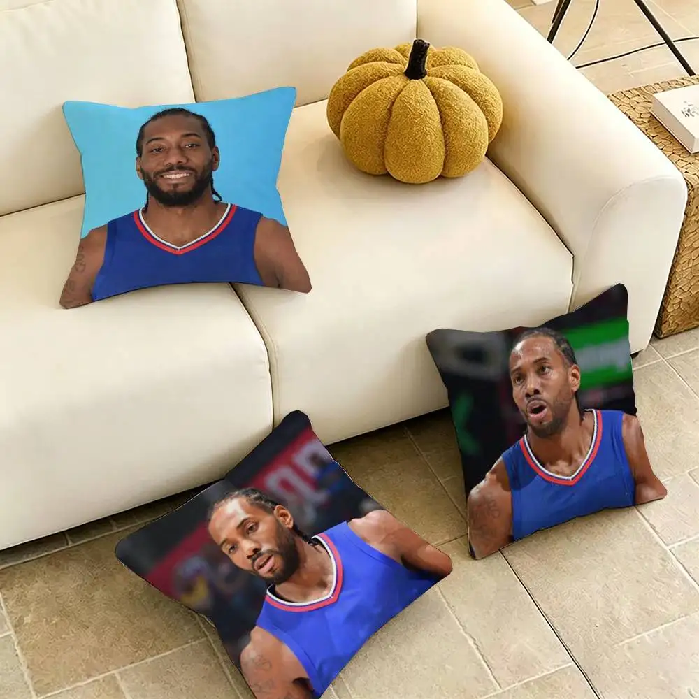 Kawhi L-Leonard B-Basketball Square Double-Sided printed Pillow Case Bedroom Bedside Pillow Sofa Cushion Cover Gift