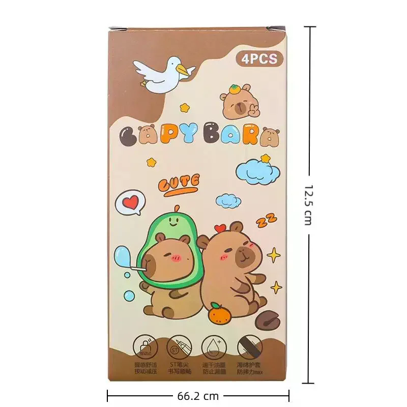4Pcs Capybara Gel Pens Sponge Soft Grip Quick-Drying Gel Pens Set Office School Kawaii Student Stationery Supplies