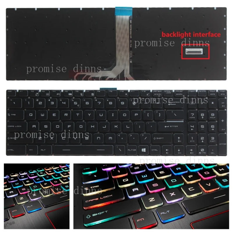 M   for Laptop Keyboard For MSI Alpha 15 - A3DD MS-16U6 16U7 16K2  NSK-FCBBN RGB Backlit New