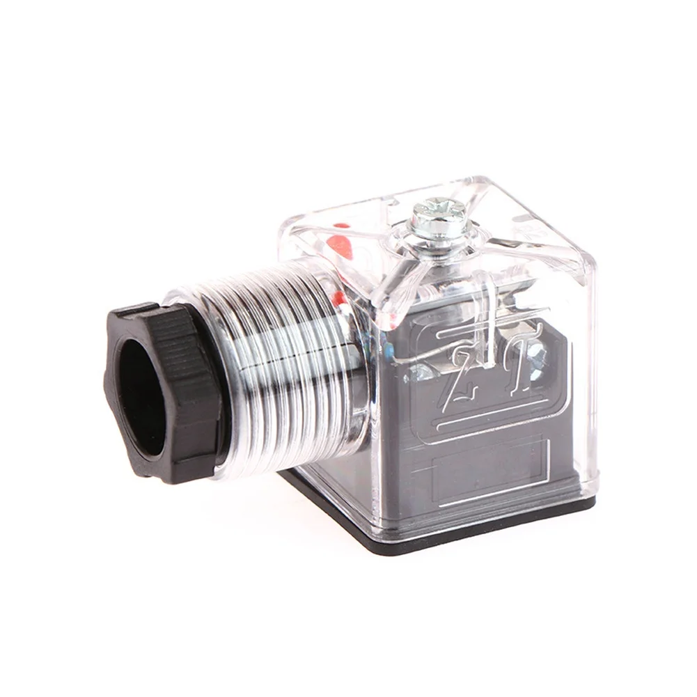 1PCS 24V DC Power Hydraulic Solenoid Valve Transparent Electromagnetic Coil Connector With Integrated Indicator Light Power Tool