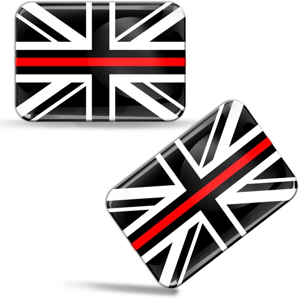 2 x 3d cúpula adesivos de silicone decalques reino união jack nacional fina linha vermelha bandeira da grã-bretanha carro motocicleta capacete emblema