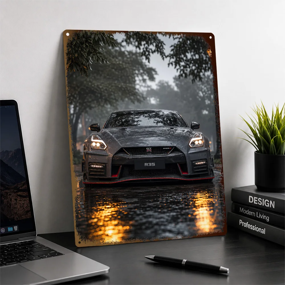 Japan GT-R NISMO R35 Gunmetal Sports Car Aluminum Poster Customized Metal Tin Sign Track Culture Style Wall Art Ideal For Home