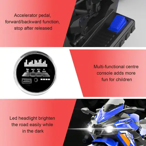 Elmotorcykel för barn Barnmotorcykel med åkning 12V elektrisk dirtbike med stödhjul Handracing fotbroms 6 best sales elektrisk moto - №5