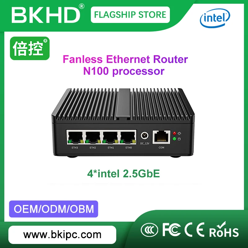 BKHD G30X N100 Fanless Soft Router Mini Firewall 4x2.5GE Pfsense MikROS OPNsense VLAN VPN Expandable WiFi 4G