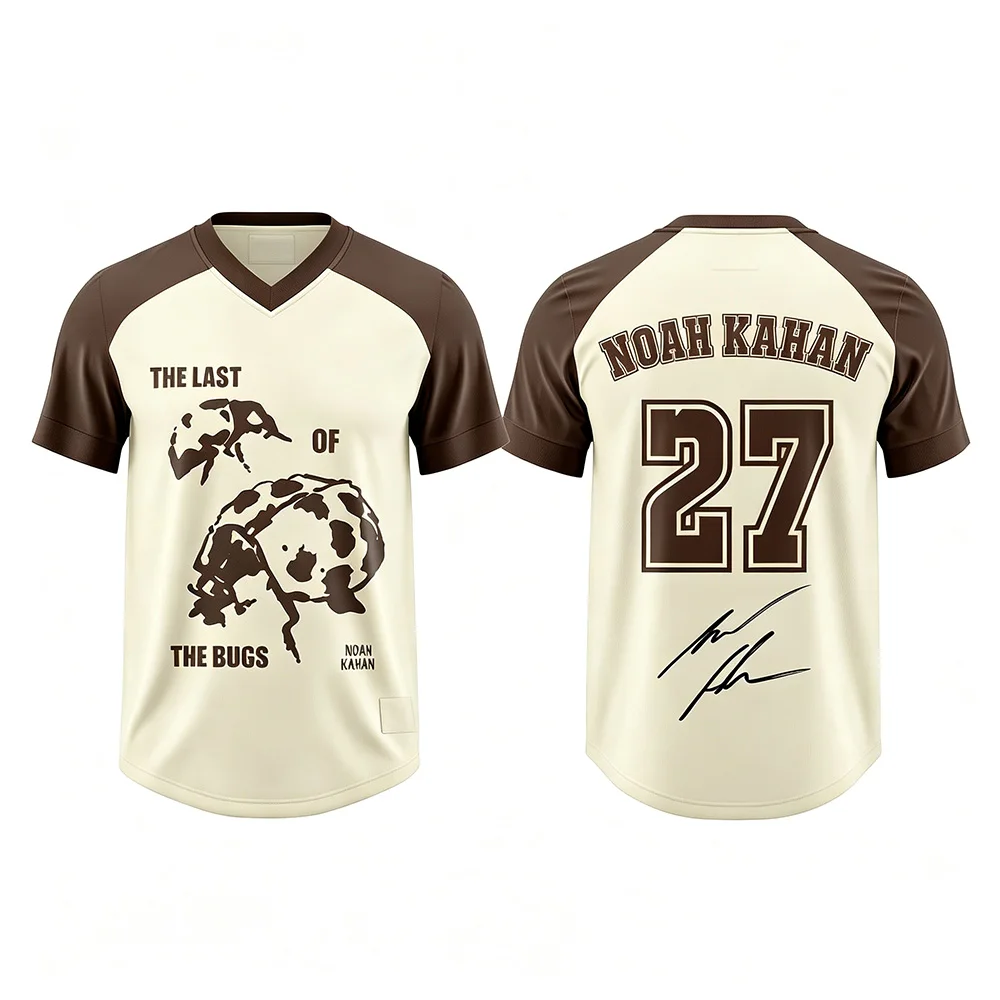 Noah Kahan The Last of The Bugs World Tour 2027 Football Jersey Unisex V‑Neck Short Sleeve Shirt Music Concert Fan Merch Y2K Top