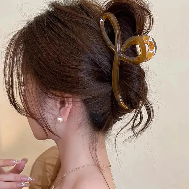 Elegante artiglio per capelli con fiocco Color gelatina per le donne ragazze ornamento per capelli dolci fascia per capelli posteriore fermagli per capelli accessori per capelli alla moda