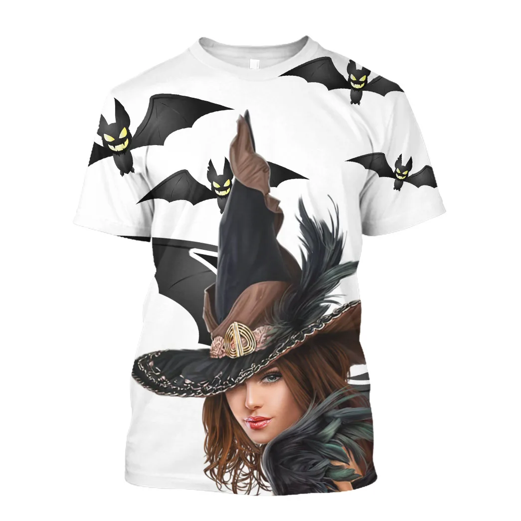 Jumeast Halloween Day 3D Graphic Anime T Shirts Trick Or Tread Printed Witch T Shirt Cartoon Bat Warlock Plus Size Clothes Tops