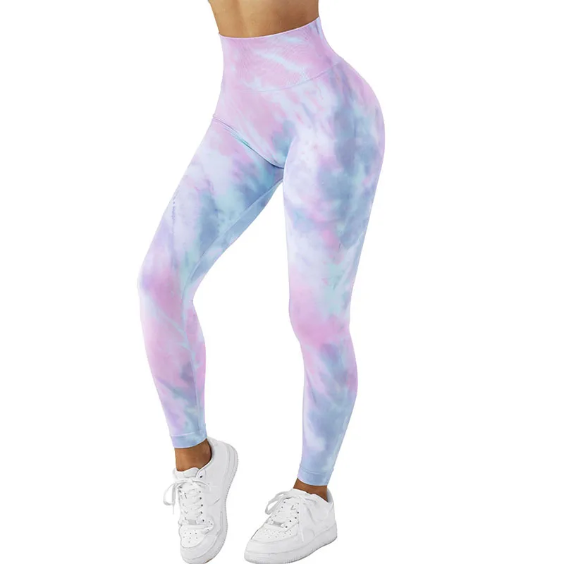 Yoga Leggings for Fitness Women Sport Tights Seamless Scrunch Butt Legging High Waist Sportswear Tie Dye Workout Tights Gym Pant