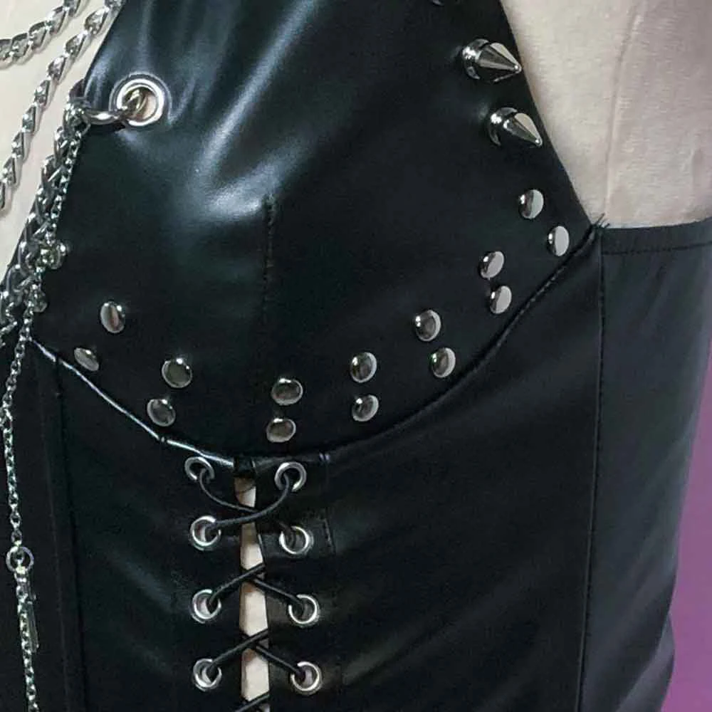 

DIY Chain Y2K TOPS 90s Harajuku Punk Rock Eco Studded Rivet Grunge Goth Emo Kawaii Fashion Revival E-Girls Gothic Tank
