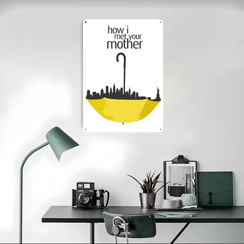 كيف قابلت والدتك ملحقات شريط الملصقات المعدنية لديكور المنزل علامات القصدير المعدنية القابلة للتخصيص لتزيين جدران الفن عصا ديكو