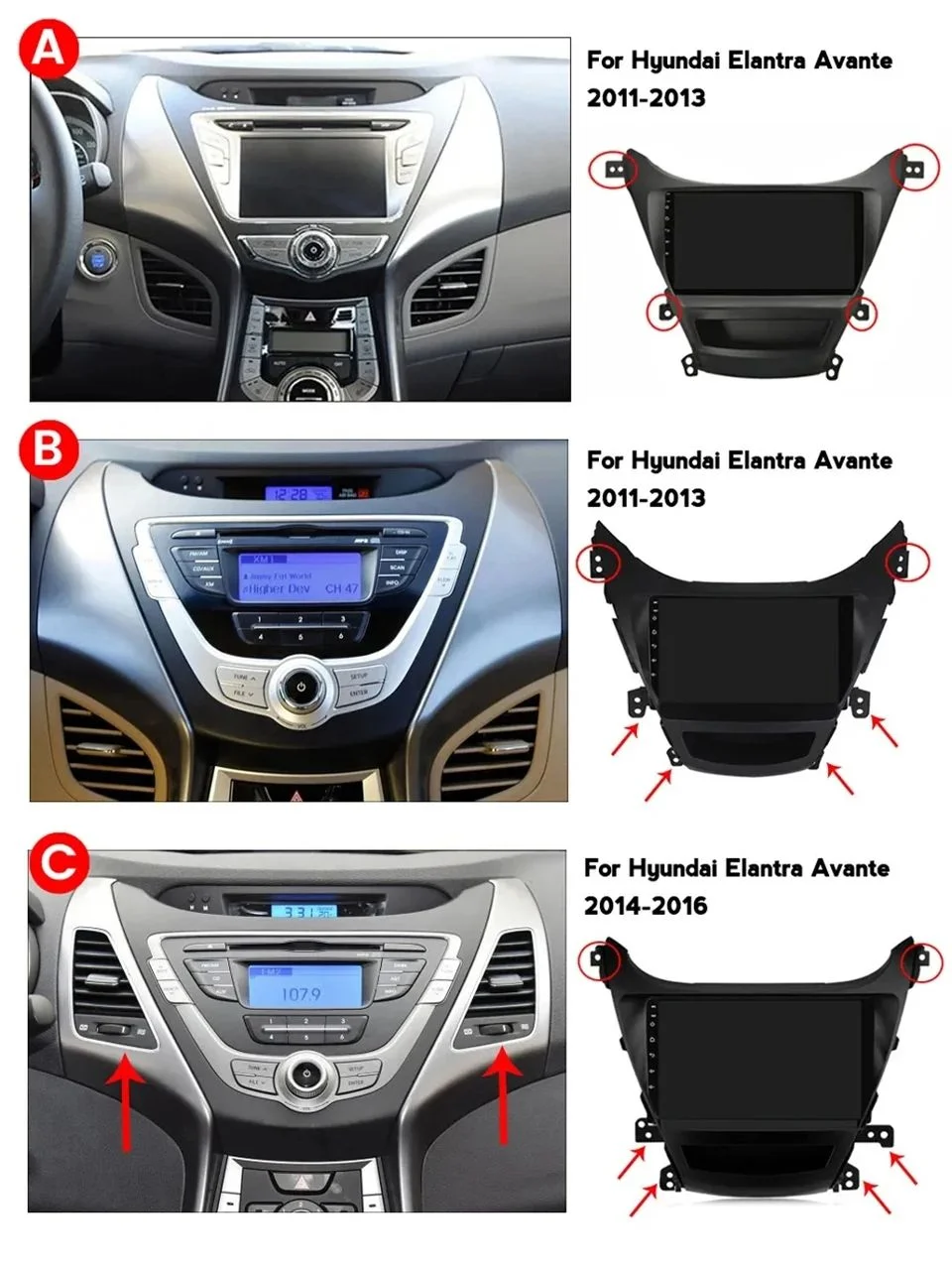 Android15 Car Radio for Hyundai Elantra Avante I35 2011-2016 Car Multimedia Player 2 Din GPS Navigation CarPlay Multimedia WIFI