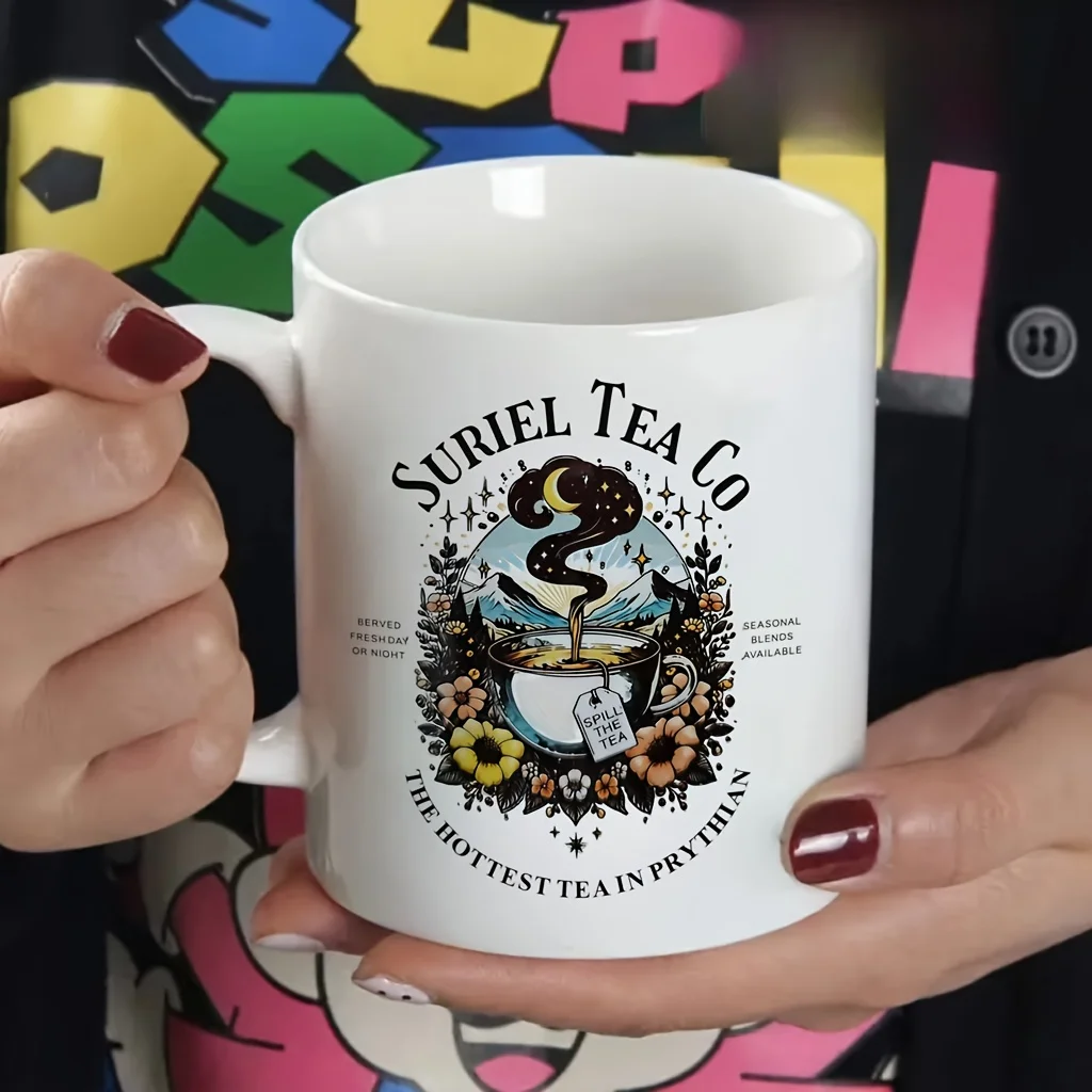 

1 кружка Suriel Tea Co с фэнтезийным рисунком чашки, керамическая кружка с креативной иллюстрацией, которую можно стирать в машине, подходит для использования в ресторане