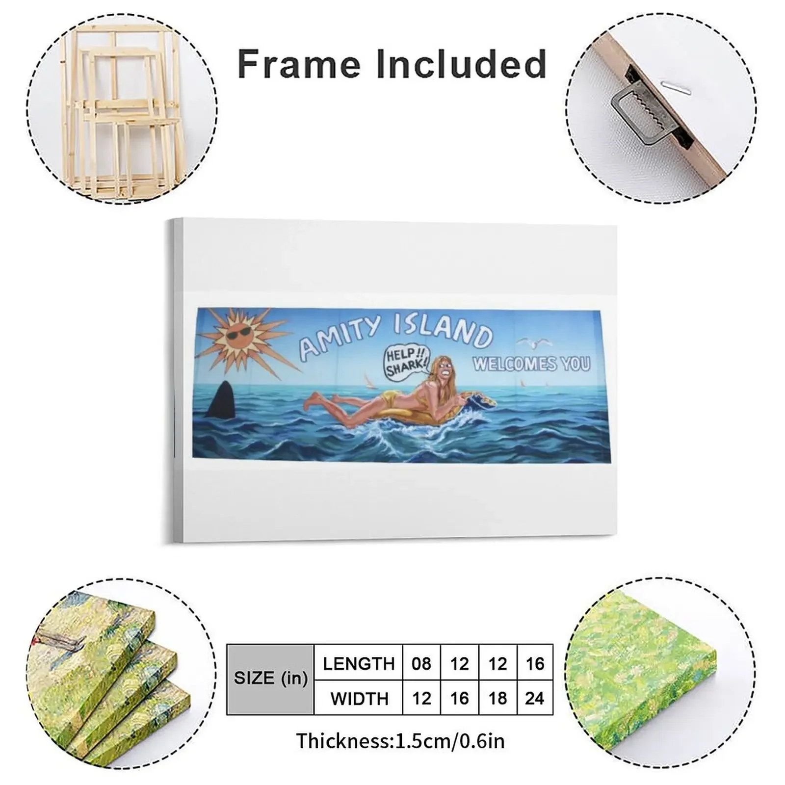Welcome To Amity Island Canvas Painting Poster Cinema Wall Cave Mural Custom Home Framed Wall Paintings