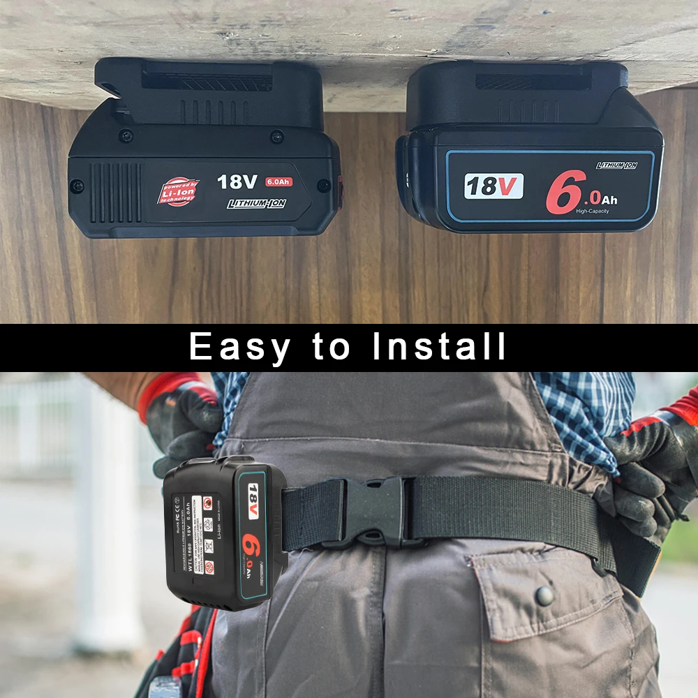 Waitley Battery Holder For Makita and Bosch 18V Battery Storage Rack Holder Case for Fixing Devices