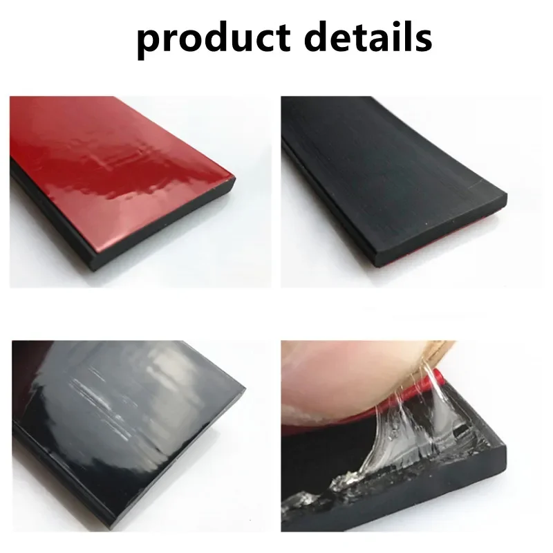 50cm Silicone Rubber Anti-collision Strip Black Self Adhesive High Temperature Resistant Durable Furniture Anti-skid Gasket