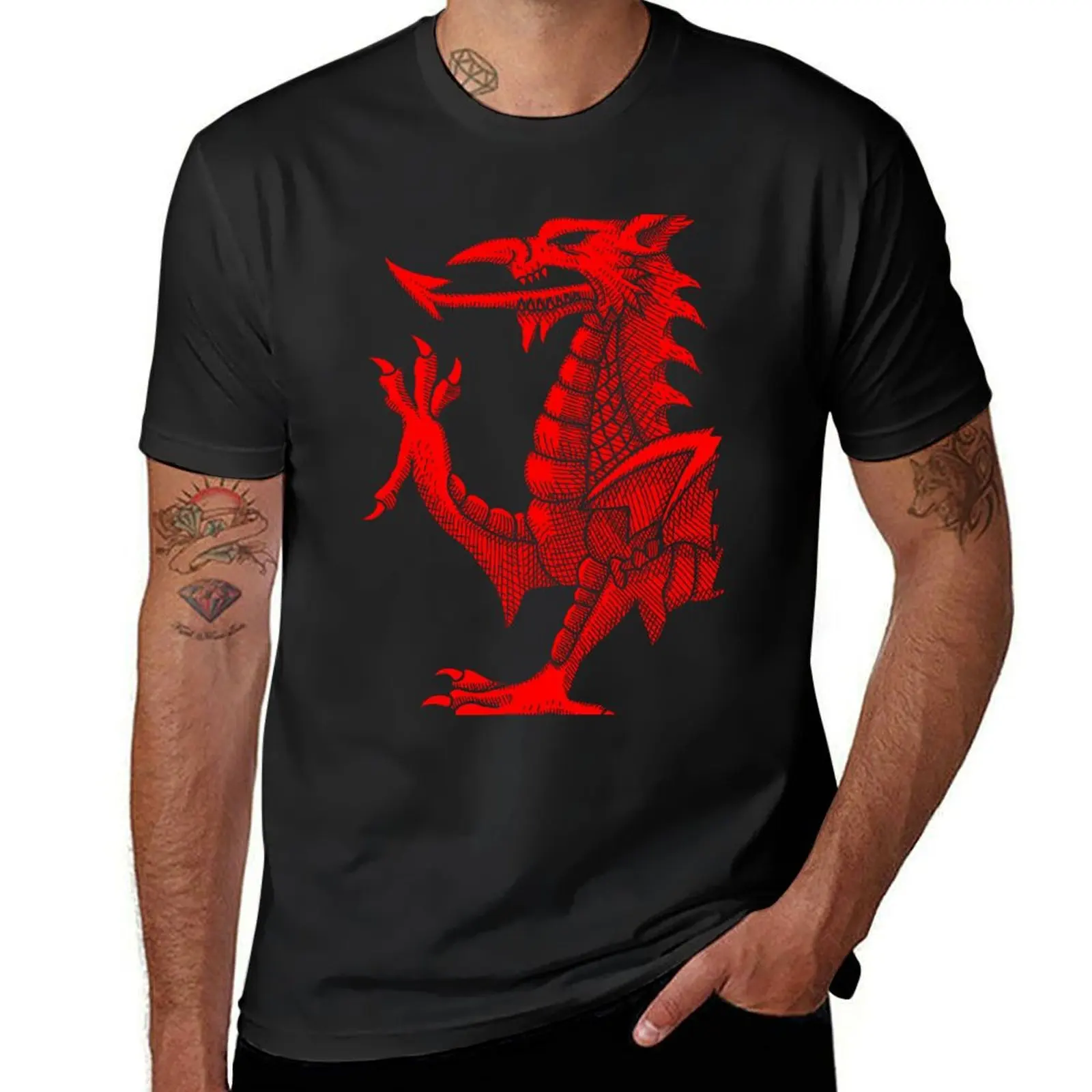 

Welsh Dragon - Red Hatching T-Shirt sublime boys animal print vintage oversized mens funny t shirts