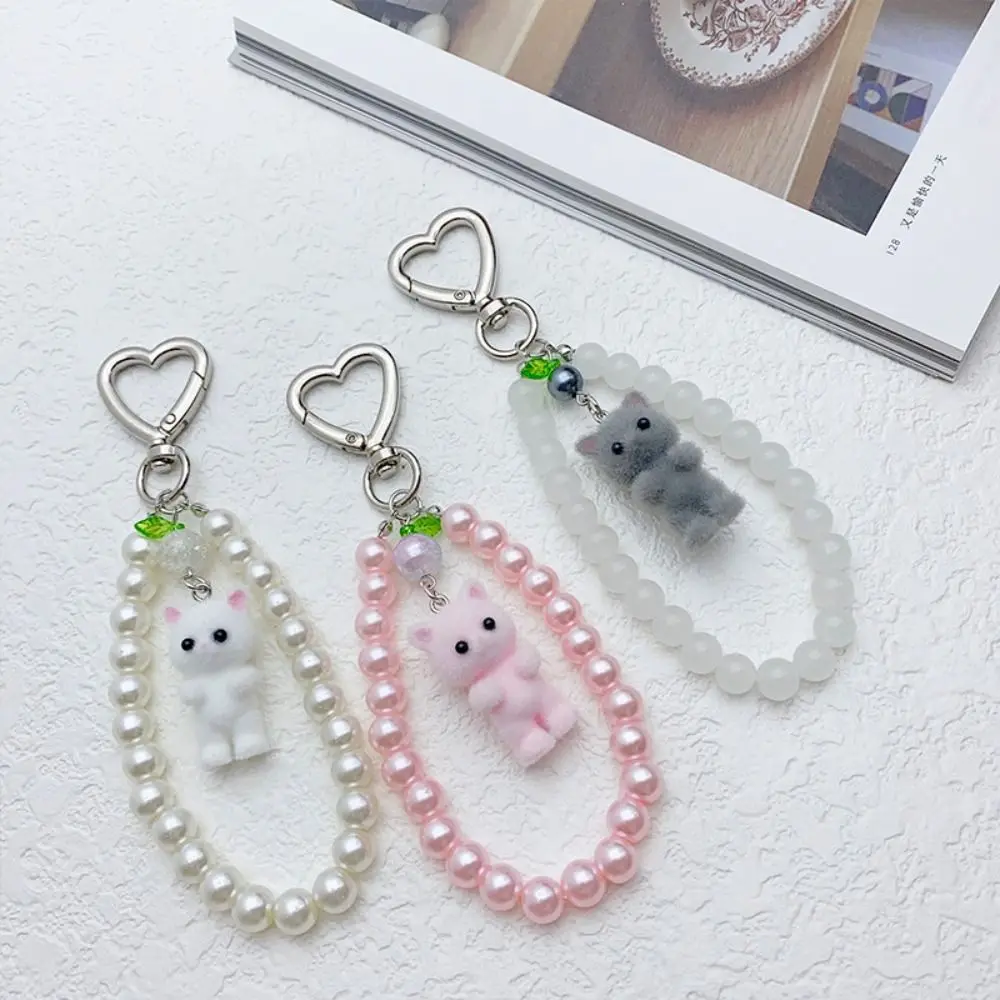 

Flocking Flocking Cat Keychain Animals 3D Cat Fuzzy Cat Heart Bow Keyring Cartoon Cute Cat Plush Keychain Couple Gifts