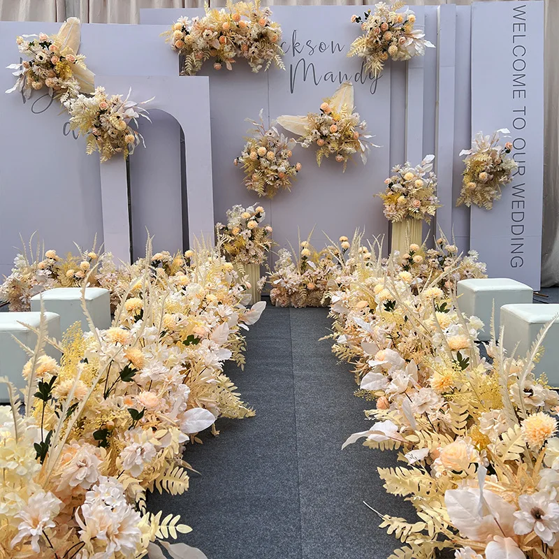 

Direct Supply of New Champagne Wedding Props Road Guide Flower Venue Simulation Flower Set Wedding Hall Stage T-table Ornament