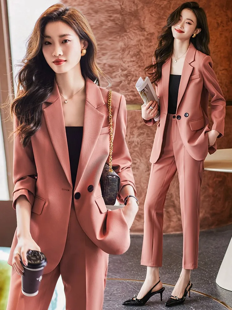 

Pink Suit Jacket for Women Spring and Autumn 2023 New Temperament Goddess Style Age-Reducing Formal Wear Fashion Casual Suit