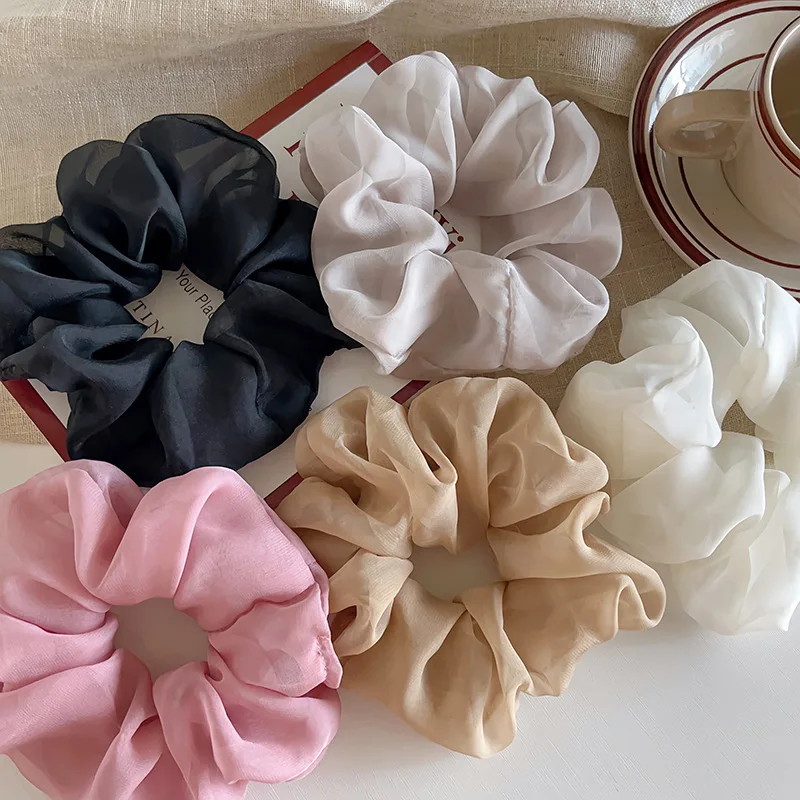 4/5Pcs Fashion Chiffon Scrunchies for Women Korean Silk Elastic Hair Ties Ponytail Holder Headwear Hair Accessories