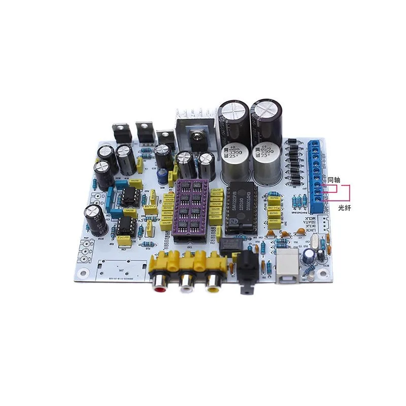 Tda1541 dac decoder board including tda1387 ic and qn7220p ic coaxial optical fiber usb port