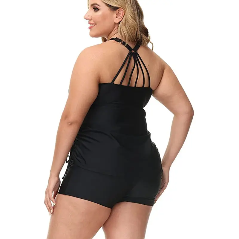 Tankini para mujer, traje de baño con estampado de barriga, talla grande, 2 piezas, cintura alta, deportivo