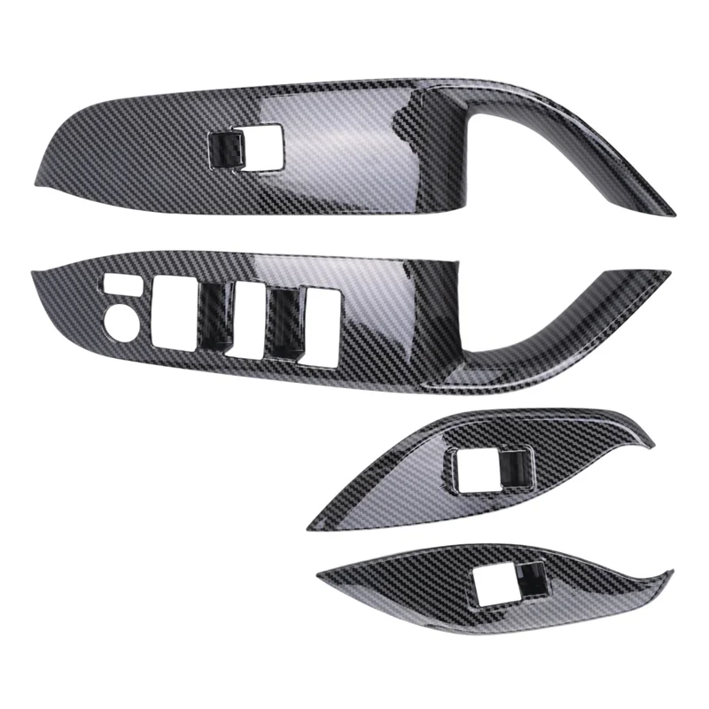 Car Window Glass Lift Switch Button Panel Cover Trim Sticker ABS Carbon Fiber Door Armrest RHD For Toyota Voxy 2022
