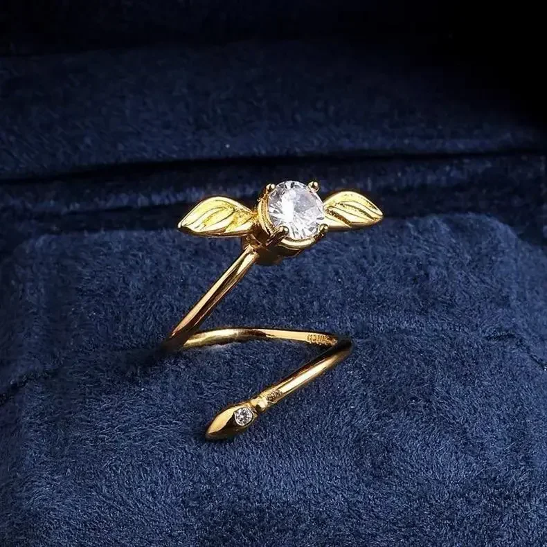 Anel Snitch Banhado a Ouro, Acessório de Cosplay Derivado de Harry Potter, Giratório, com Pequenas Asas, para Fãs, Joias Femininas, Presentes