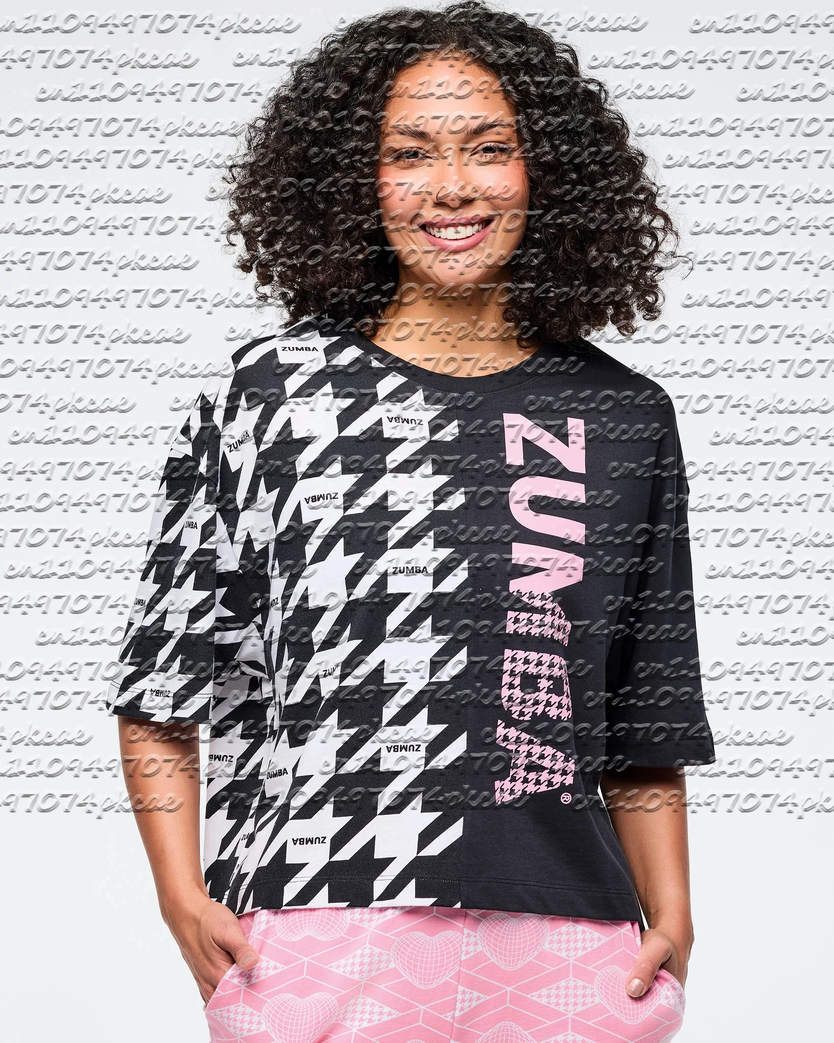 Camiseta Oversize Zumba 2026 con Estampado de Pata de Gallo - Top Deportivo de Cuello Redondo para Niños/Adultos, Ideal para Uso Diario y Entrenamiento