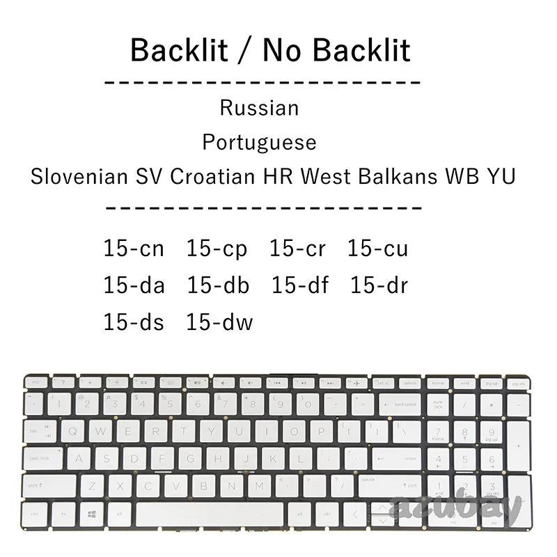 Backlit/No Laptop Keyboard For HP 15g-dr 15g-dx 15m-cn 15m-cp 15m-dr 15m-ds 15q-ds 15s-du 15t-cr RU PO SL SV  QWERTY  QWERTZ