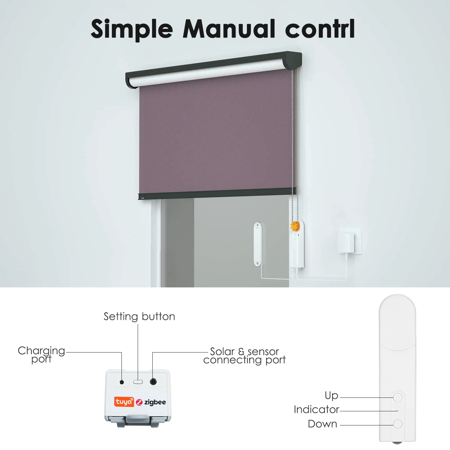 Solar Powered Zigbee Control Smart Blinds Drive Motor Tuya Motorized Chain Roller Control Shade Shutter Drive Motor