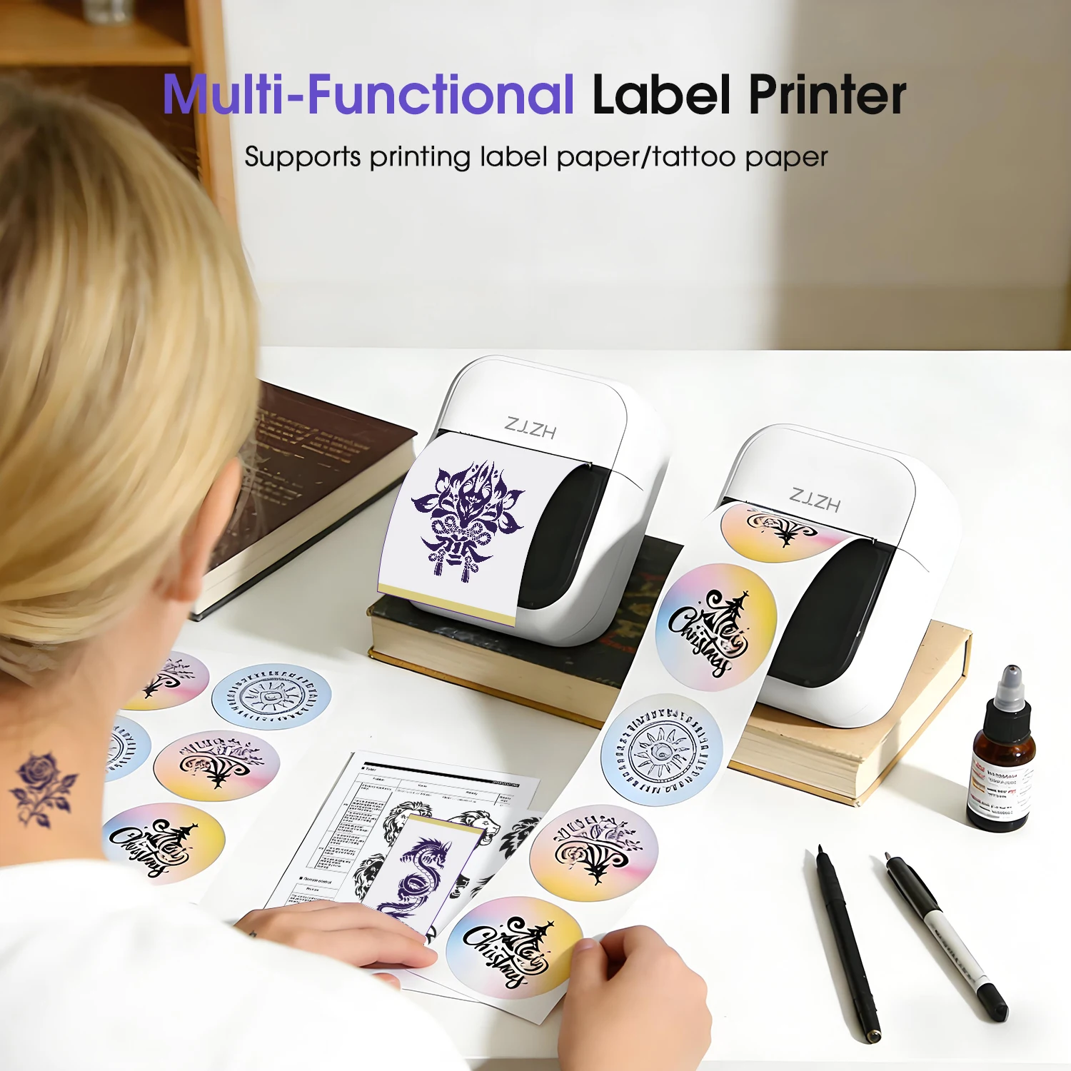 

Tiny But Mighty Thermal Printer! Wireless Printer for Tattoos, Labels & On-The-Go Creative Fun