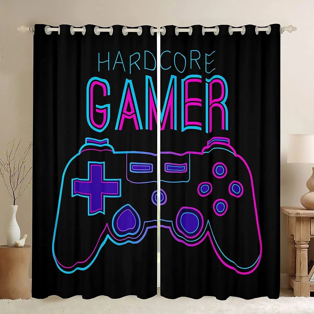 Dreamy Game Gamepad Controller Switch Window Curtains Blinds For Living Room Kid's Bedroom Bathroom Kicthen Door Home Decor2Pcs