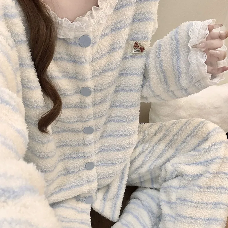 

Pjs Set Stripe Women's Pajama Set Women's Warm Winter Pajamas Fashionable Home Clothes, Pajamas Cute and Soft Pajama Set