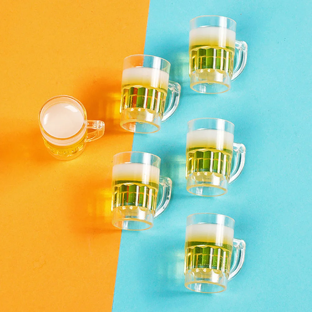 

12 Pcs Simulation Beer Mug Dollhouse Miniature Cups Iced Mugs Resin Miniatures Decor Coffee Pendant