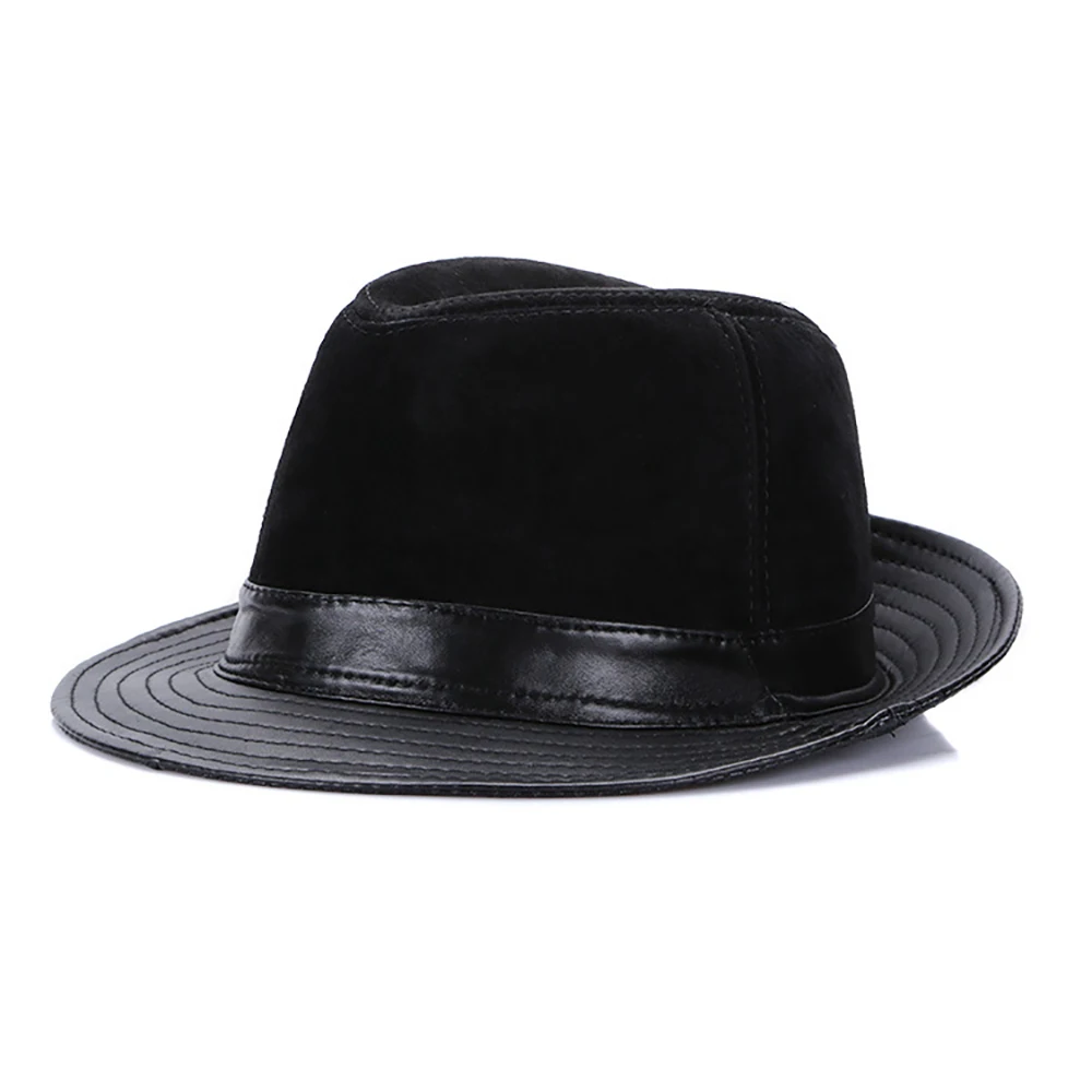 2024 Hot Sale Men Fashion Brand 100% Real Genuine Sheepskin Leather Cowboy Hot Sale Plus Size Hats Sale Real Sheep Leather Caps