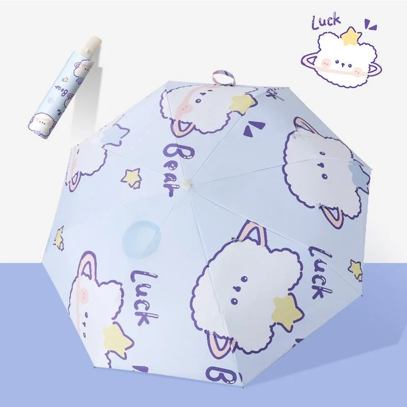 مظلة رقمية أوتوماتيكية ثلاثية الطي بتصميم كرتوني، واقية من الشمس باللون الأسود، حماية من الأشعة فوق البنفسجية، مقاس كبير للاس... #4