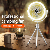 Multifunctional Camping Fan Rechargeable Desktop Portable Circulator Wireless Ceiling Electric Fan with Power Bank LED Lighting