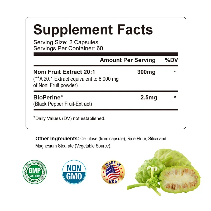 Noni Fruit Capsules - Antioxidant Boosts Immune System Energy Booster