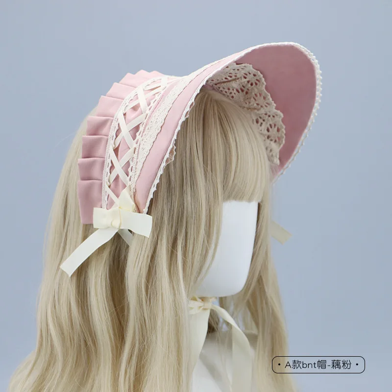 Lolita Bonnet Victorian Headpiece Mori Girl Lolita Hat Gorgeous Elegant Tea Party Flat Cap Pastorale Style Lace Hat Bnt Cosplay