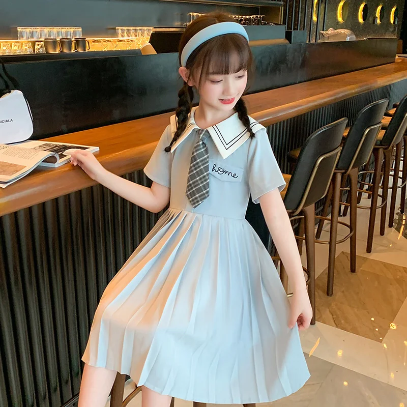 

Girls' dress summer 2022 Korean version college style short sleeve net red foreign style little girls' princess skirt summer