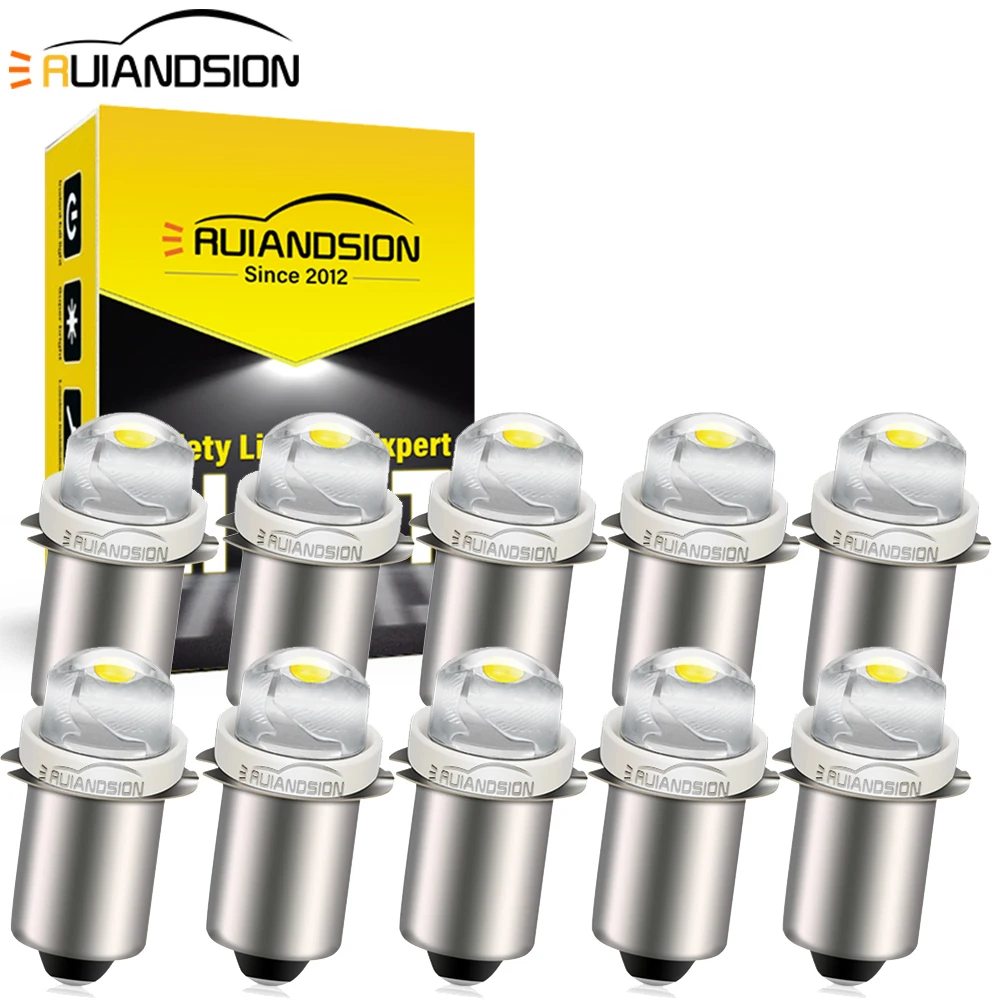 Ruiandsion 10PCS P13.5S PR2 LED Upgrade Bulb 0.5W Flashlight Replacement Lamp for MagLite D Cell Lantern Torch 3V 4.5V 6V 9V 18V