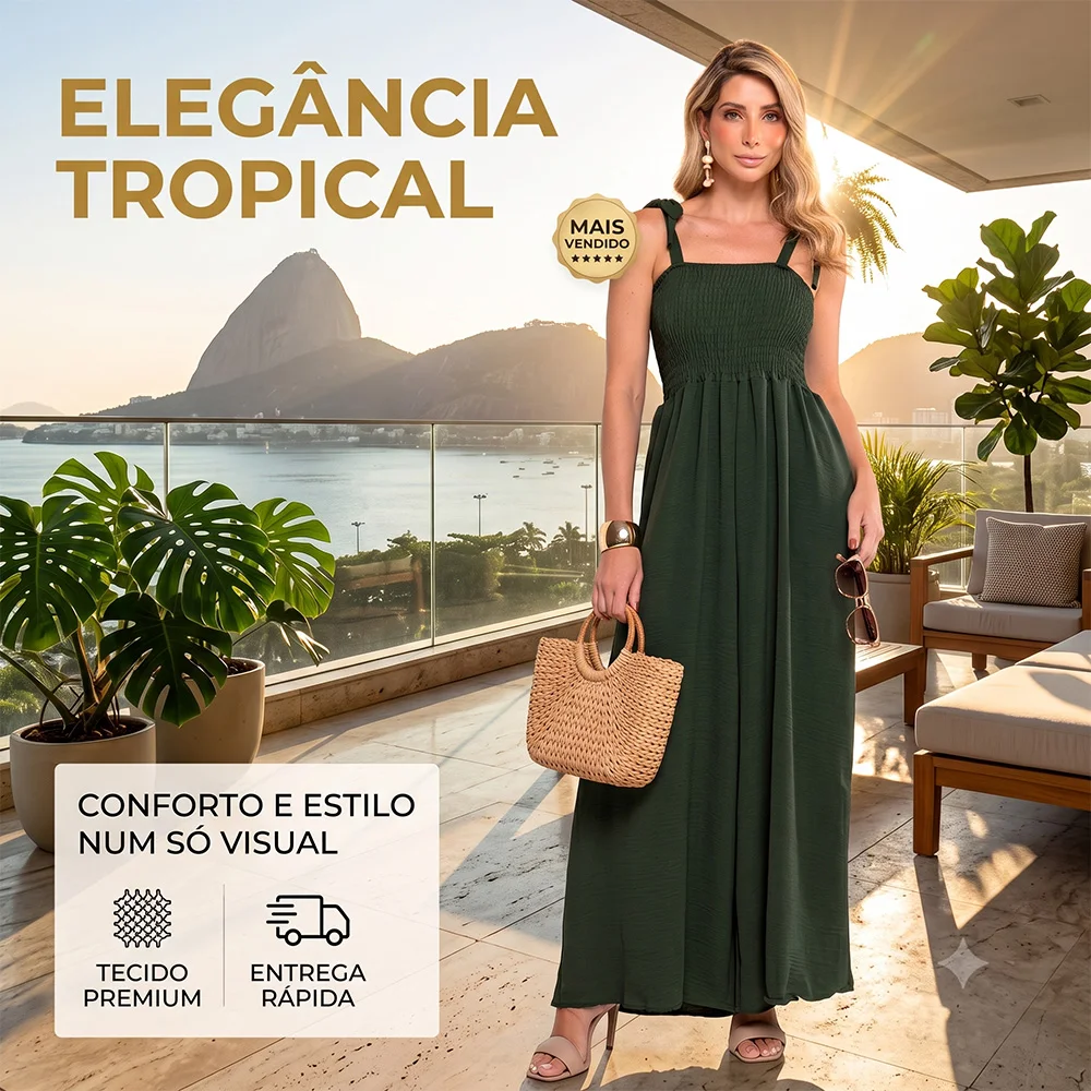 Vestido Feminino Alças Finas Modelagem Ajustada