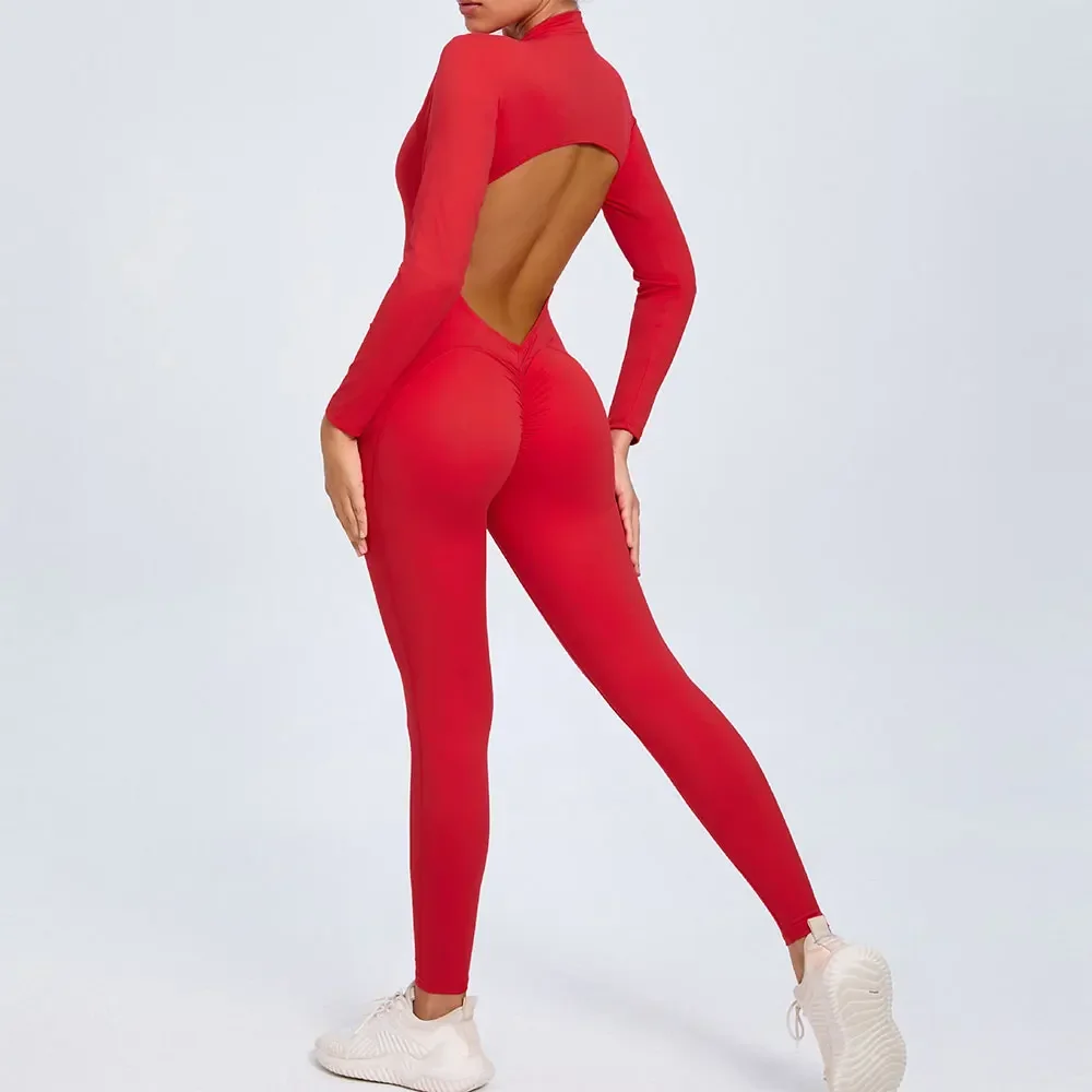 

Jumpsuit Long Sleeved Gym Set Women Training Yoga Suit Sportswear Women Sports Jumpsuit Fitness Rompers Stretch Workout Bodysuit