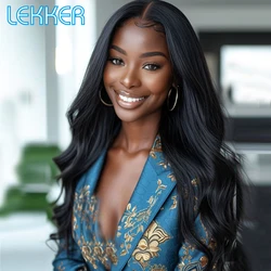 Lekker Long Body Wave 13x1 T Part Lace Front 100% Human Hair Wigs For Women Brazilian Remy Hair Middle Part Glueless Wavy Wig