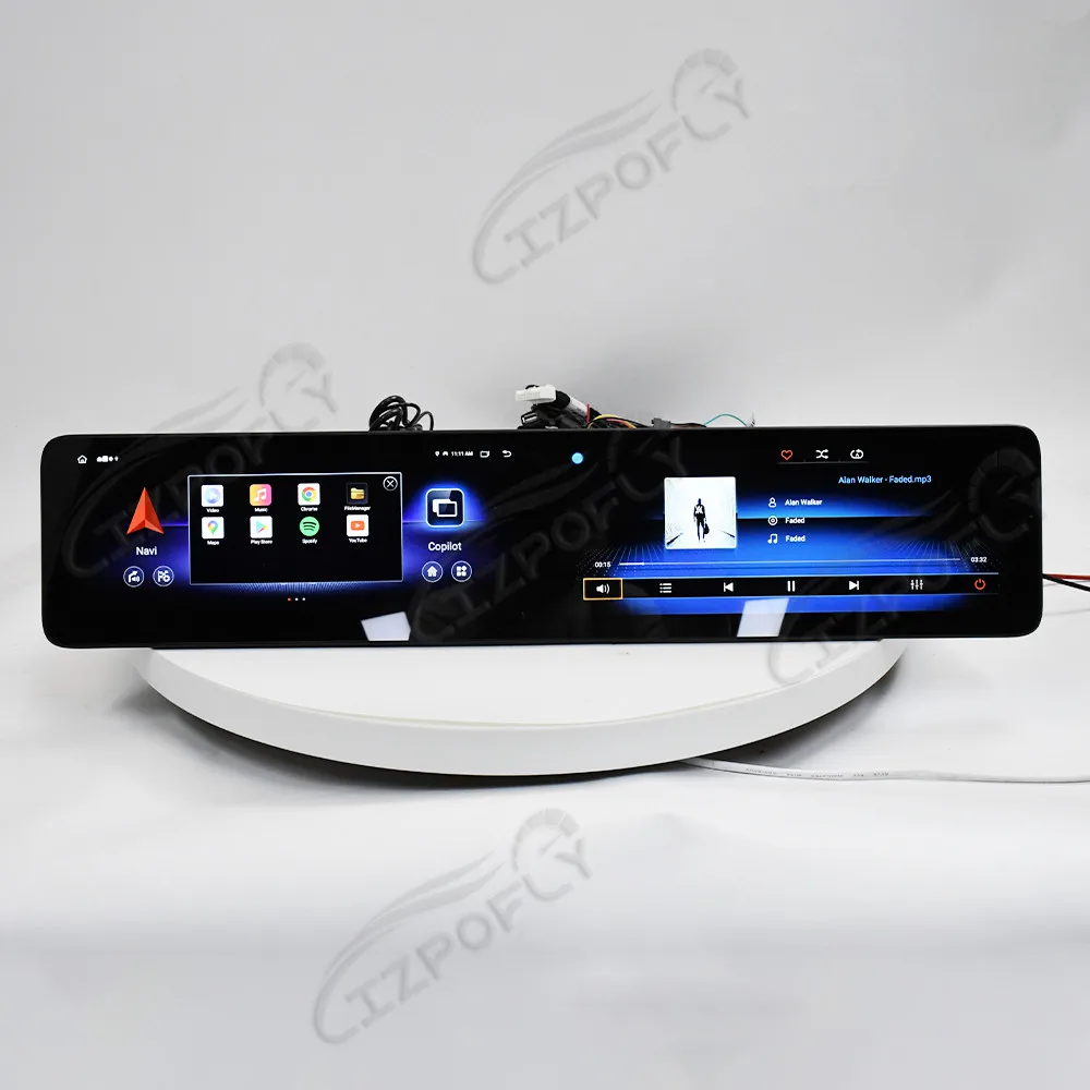 Carplay مع لمرسيدس GLA 2014-2019 المزدوج 12.3 بوصة شاشة السيارة راديو نظام تحديد المواقع والملاحة الوسائط المتعددة رئيس وحدة ترقية عدة