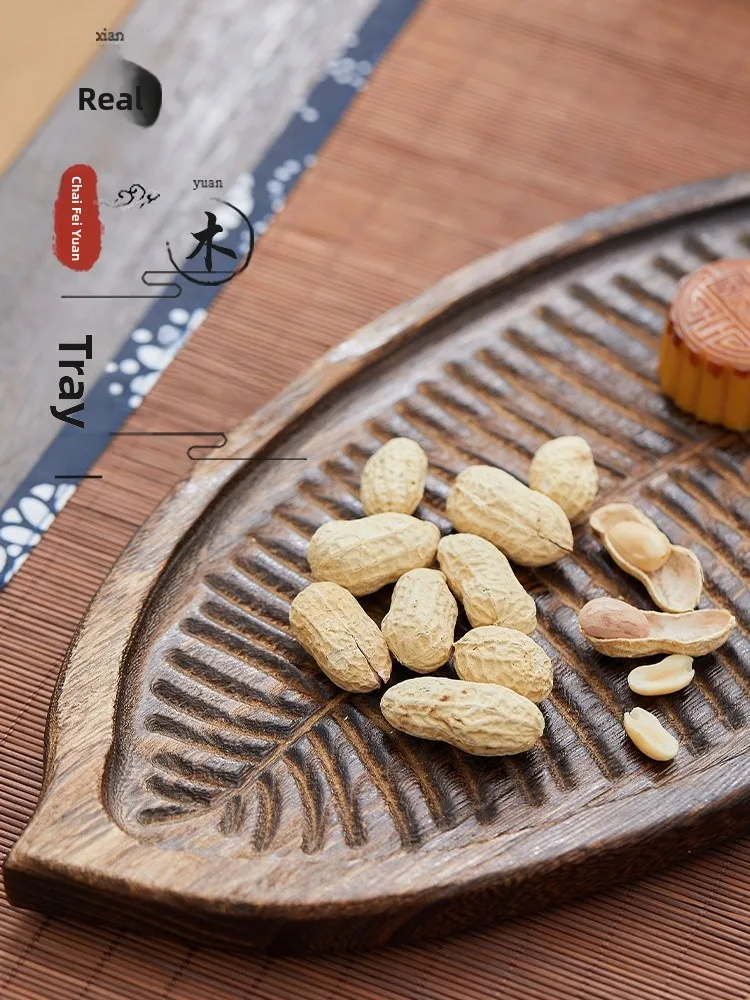 

Retro Chinese Sle Wooden Le aped Sna Fruit Plate Creative Wooden Tray Decorative Item Small Tea Tray Handmade Crt