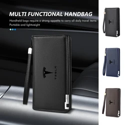 For Tesla Leather Car ID Credit Card Holder Men Minimalist Wallets Case Model 3 S Y X