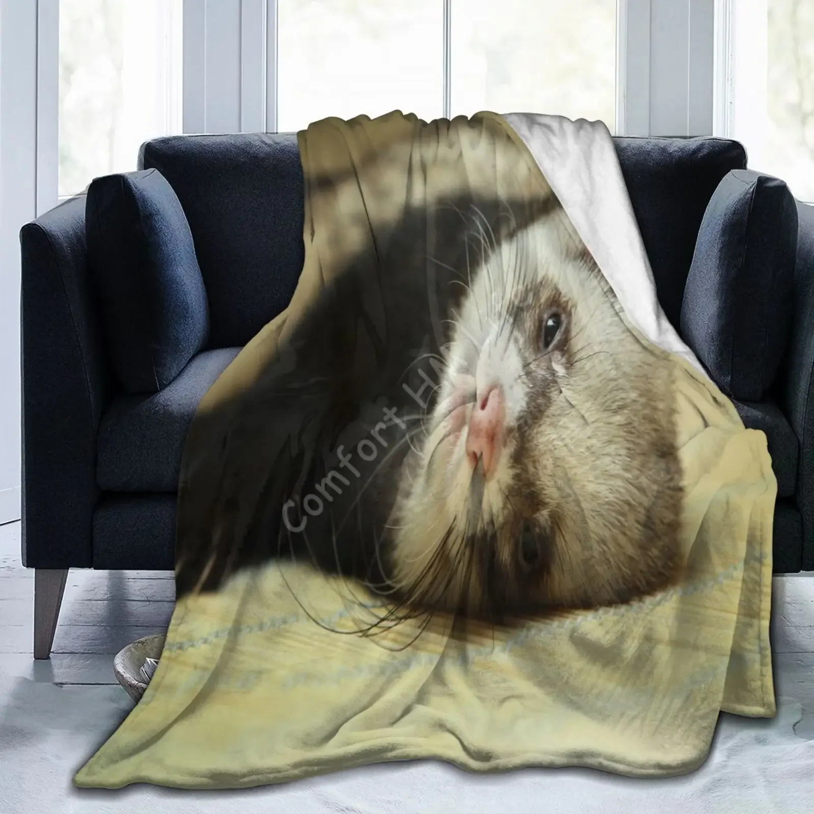 Adult Special Cute Ferret Throw Blanket Fashion Plush Throw Blankets All Season Ultra-Soft Micro Fleece Blanket Kids Gifts